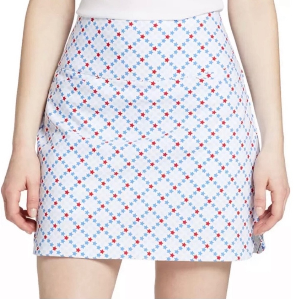 Lady Hagen Skort w/ Tummy Control / White with Red & Blue Stars - Picture 3 of 5